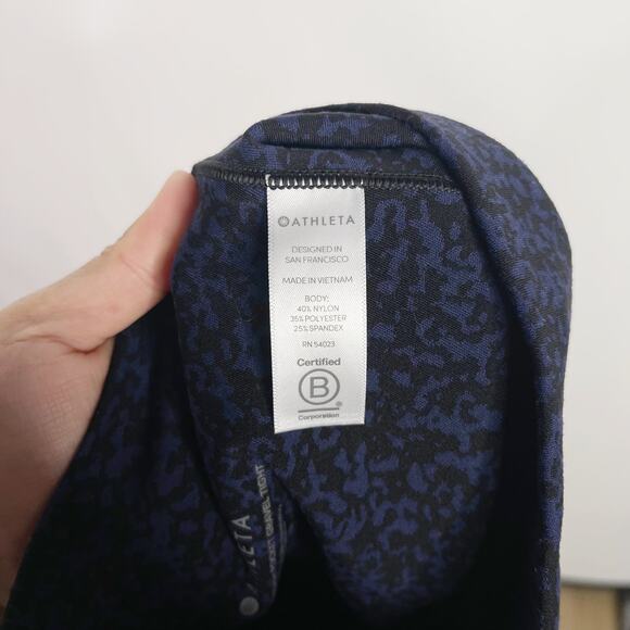 Athleta S Blue Black Salutation Stash Pocket Gravel 7/8 Tight Workout Legging - Picture 9 of 11